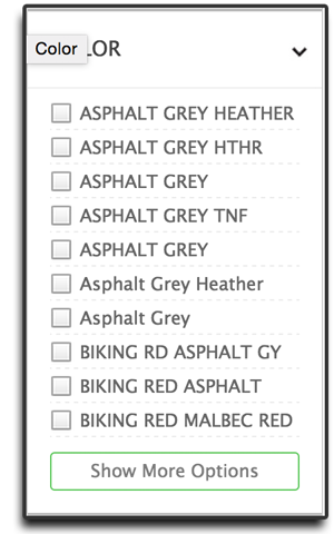 Volusion Product Filters By Color